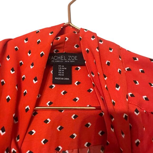 Rachel Zoe long sleeve print blouse with tie neck size medium - Picture 6 of 6